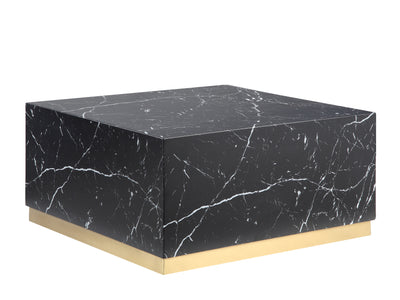 Helios 30" Square Coffee Table - Black Marble and Gold