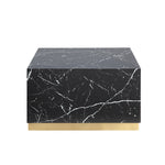 Helios 24" Square Coffee Table - Black Marble and Gold