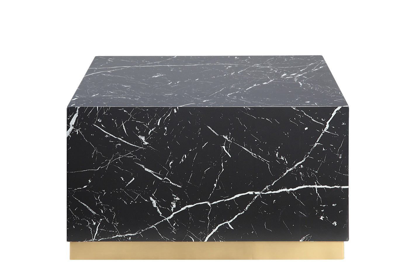 Helios 24" Square Coffee Table - Black Marble and Gold