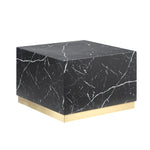 Helios 24" Square Coffee Table - Black Marble and Gold
