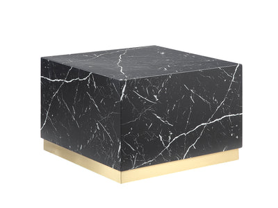 Helios 24" Square Coffee Table - Black Marble and Gold