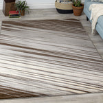 Sigma 5'3" X 7'7" Light Shafts Rug - Cream Blue Area Rug