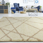 Finesse 7'10" X 10'6" Lines Crossing Shag Rug - Cream Beige Area Rug
