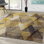 Zara 7'10" X 10'6" Indoor/Outdoor Superimposed Triangles Rug - Black Yellow  Area Rug