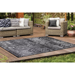 Jango 7'10" X 10'6" Indoor/Outdoor Geometric Rug - Grey Black  Area Rug