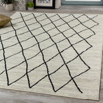 Meridian 7'10" X 10'6" Pen-Drawn Trellis Lines Rug - Cream Area Rug