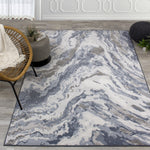 Intrepid 7'10" X 10'10" Rushing Water Rug - Blue Cream Area Rug