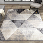 Siecle 2'8" X 4'11" Triangle Shapes Rug - Cream Beige Area Rug