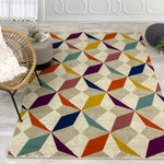 Brille Diamond Checkerboard Area Rug- 5' X 8' - Multi-Colour