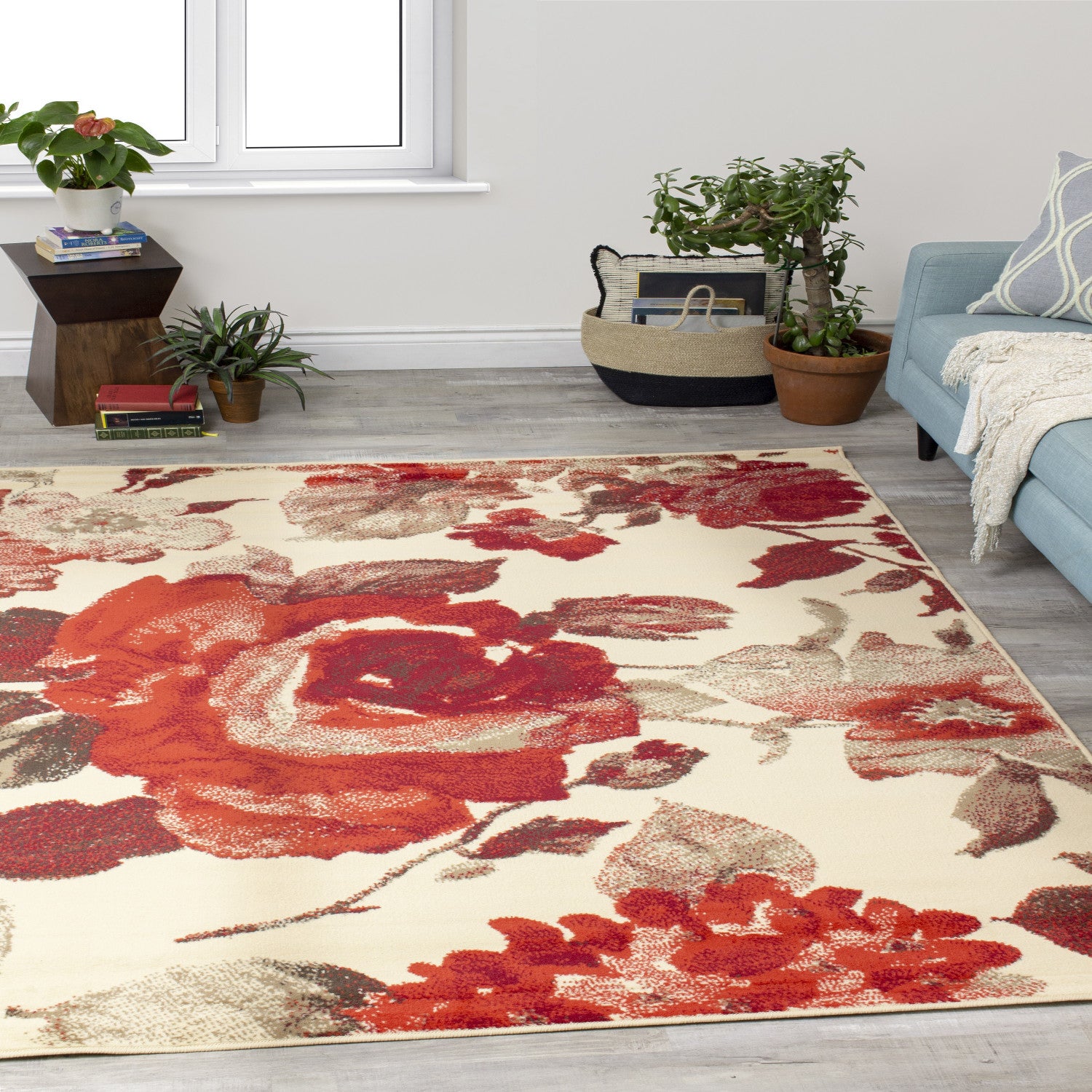 Fiona 5'3" X 7'4" Vintage Rug - Cream Red Area Rug