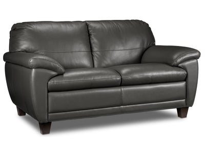 Leonardo Leather Loveseat - Grey