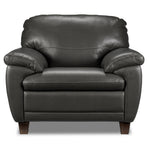 Leonardo Leather Sofa and Chair Set - Grey
