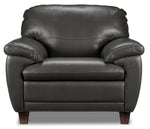 Leonardo Leather Sofa and Chair Set - Grey