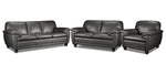 Leonardo Leather Sofa, Loveseat and Chair Set - Grey