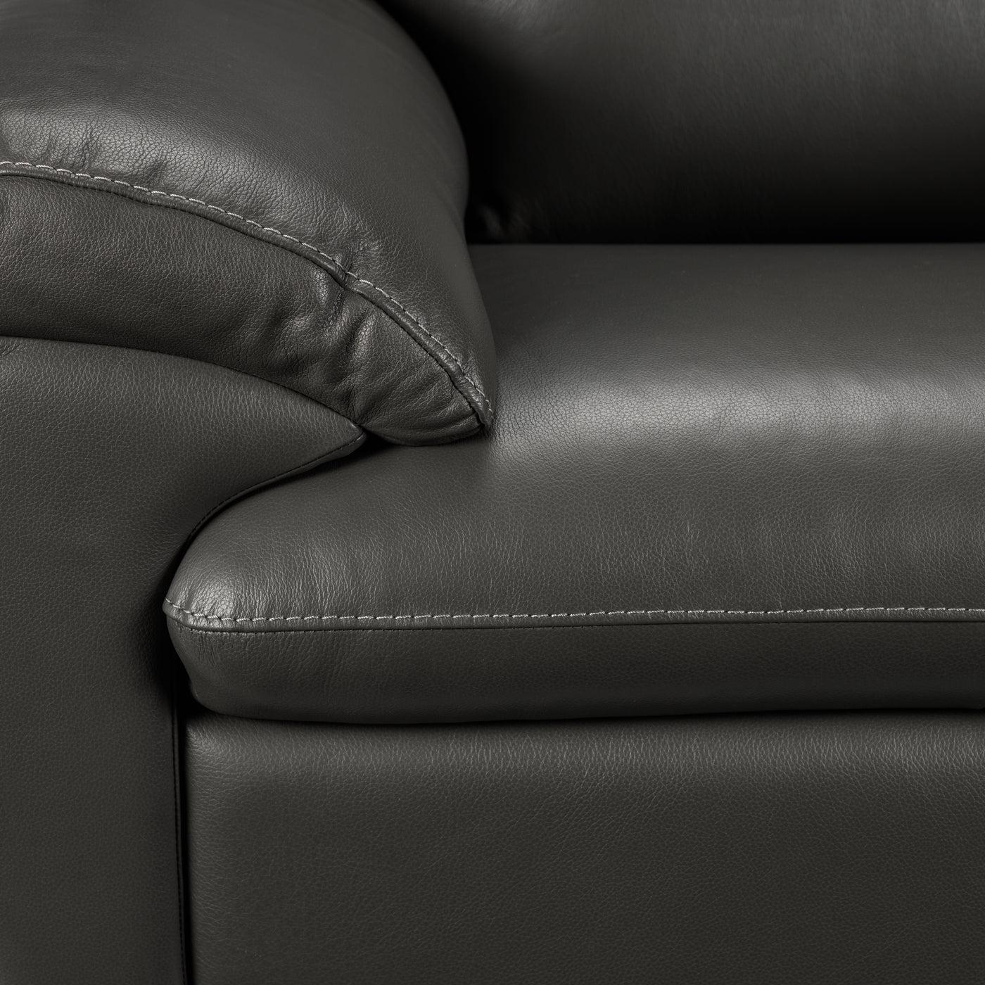 Leonardo Leather Sofa and Chair Set - Grey