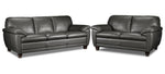 Leonardo Leather Sofa and Loveseat Set - Grey