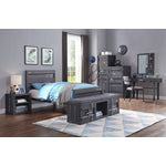 Konto Industrial Nightstand / End Table - Gunmetal Grey