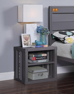 Konto Industrial Nightstand / End Table - Gunmetal Grey