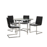 Mylah 5-Piece Round Dining Set - Dark Grey, Glass