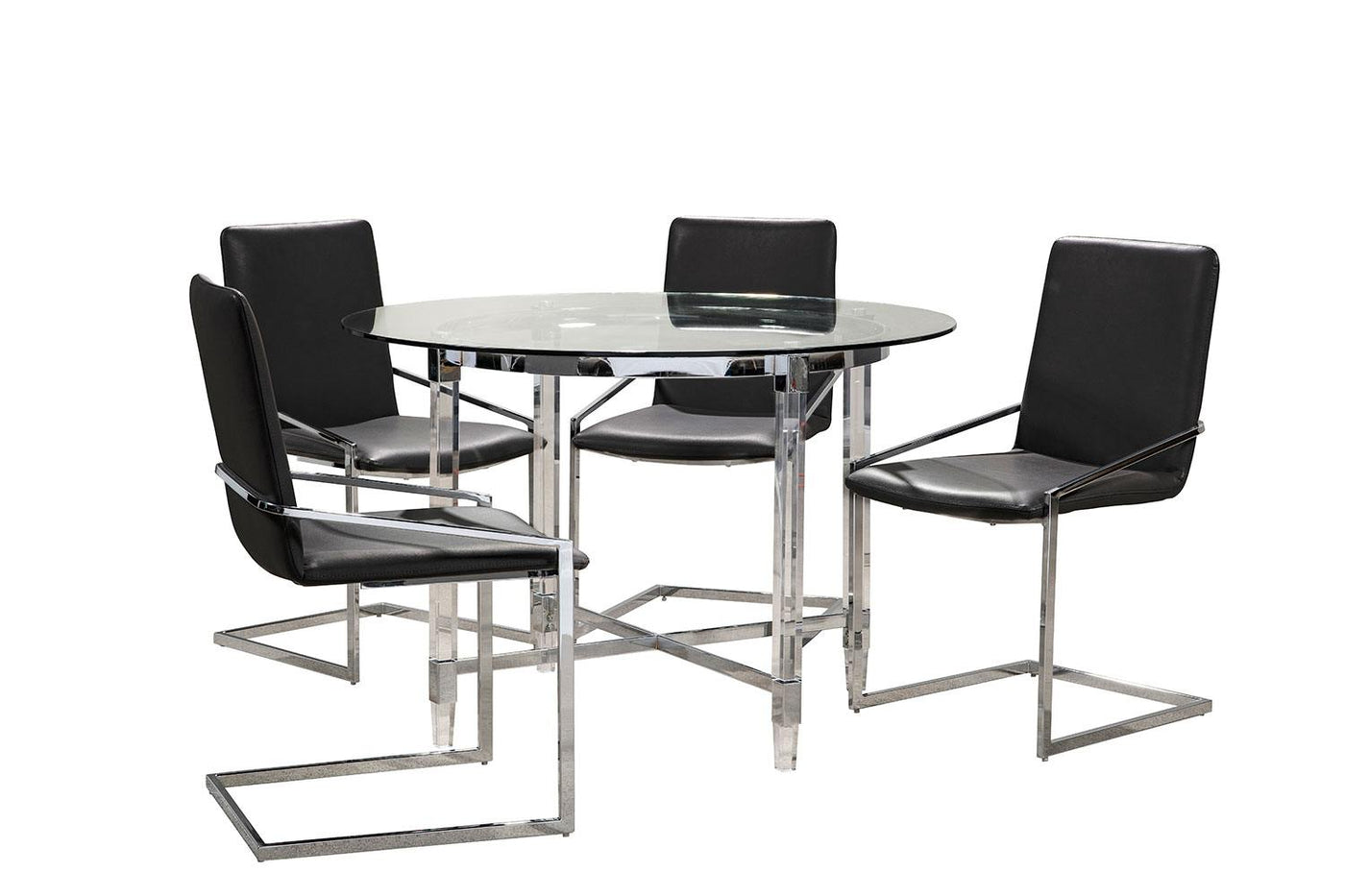 Mylah 5-Piece Round Dining Set - Dark Grey, Glass