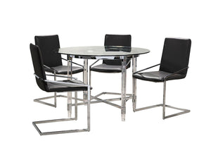 Mylah 5-Piece Round Dining Set - Dark Grey, Glass