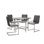 Mylah 5-Piece Round Dining Set - Grey, Glass