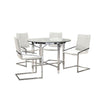 Mylah 5-Piece Round Dining Set - White, Glass