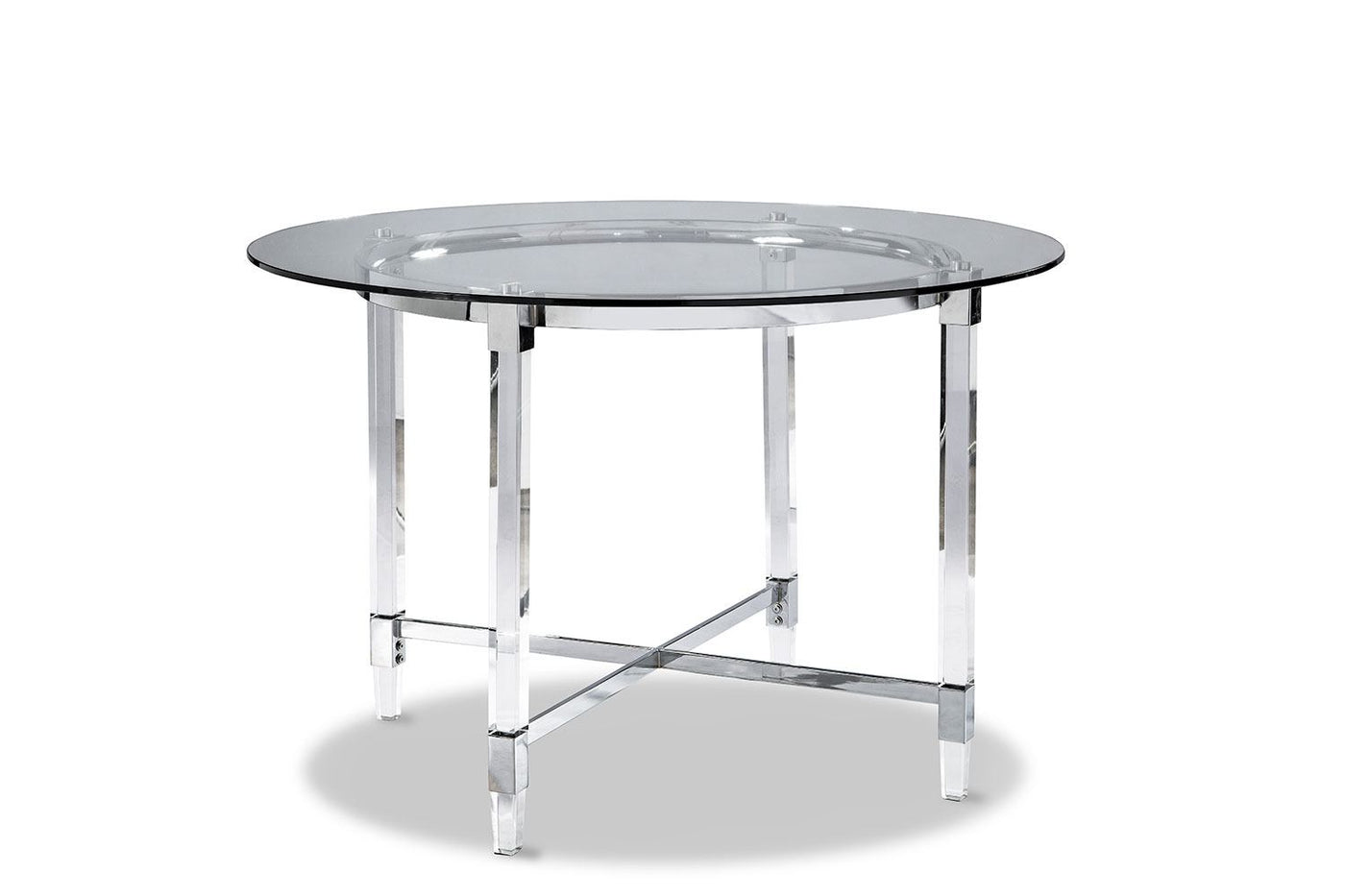 Lyrica Round Dining Table - Glass, Chrome