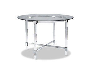 Lyrica Round Dining Table - Glass, Chrome