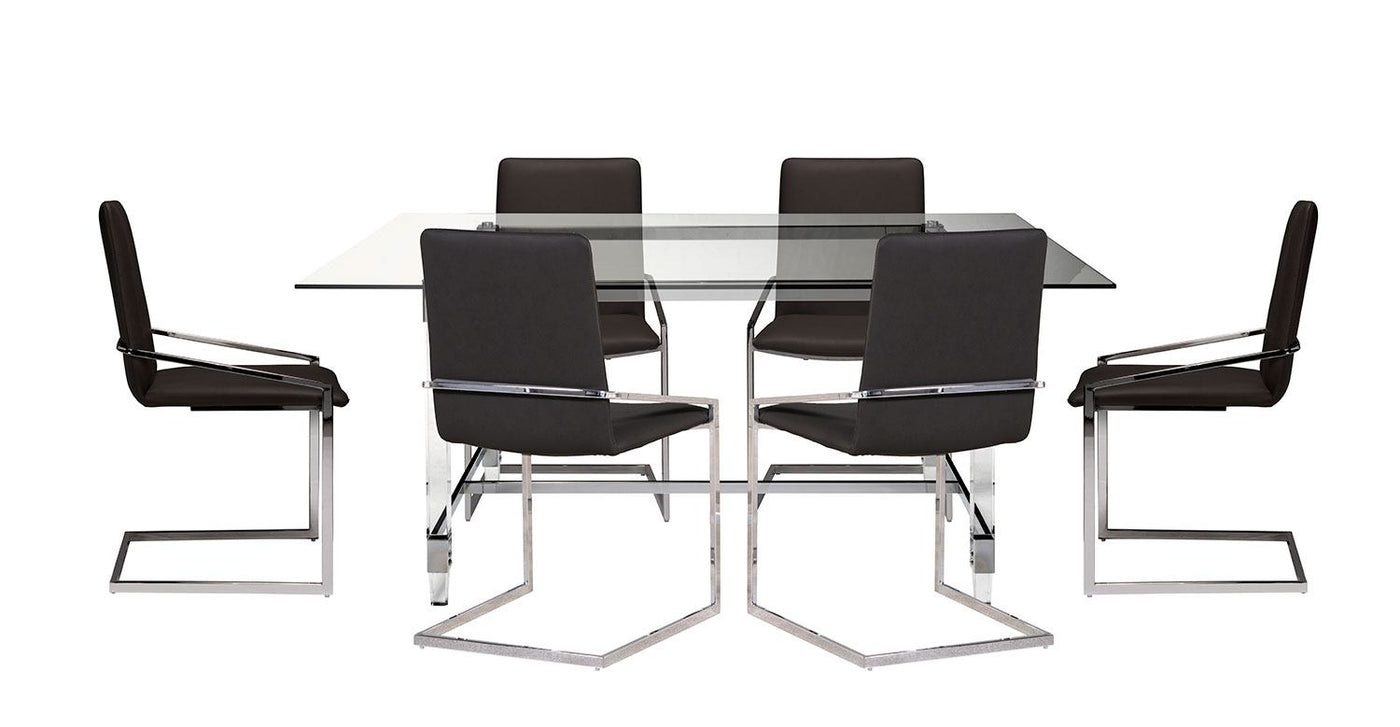 Mylah 7-Piece Dining Set - Dark Grey, Glass