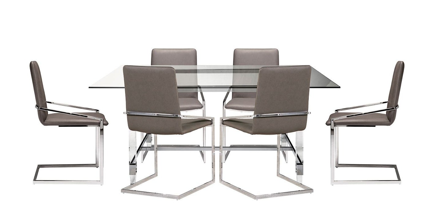 Mylah 7-Piece Dining Set - Grey, Glass