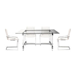 Mylah 5-Piece Dining Set - White, Glass