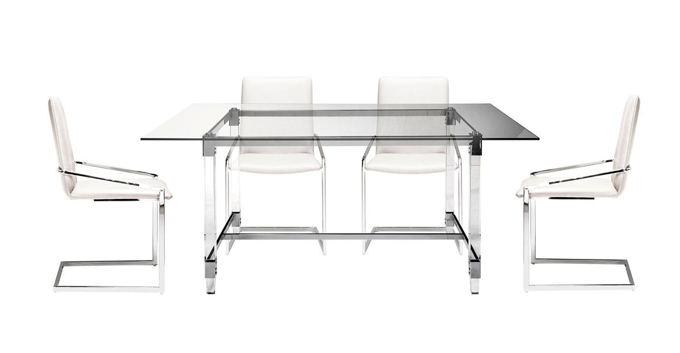 Mylah 5-Piece Dining Set - White, Glass