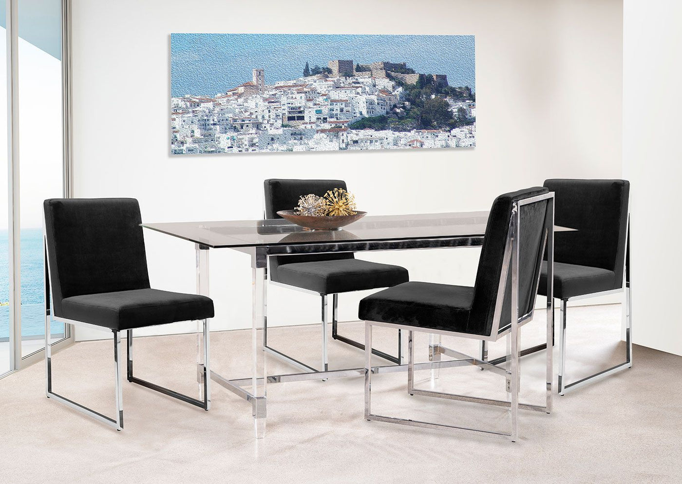 Lyrica 5-Piece Dining Set - Black, Glass