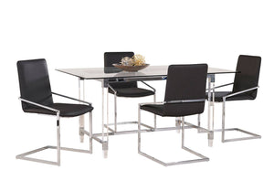 Mylah 5-Piece Dining Set - Dark Grey, Glass