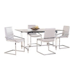 Mylah 5-Piece Dining Set - White, Glass