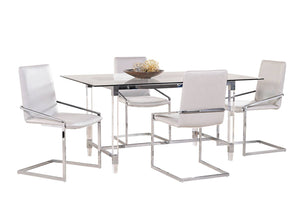 Mylah 5-Piece Dining Set - White, Glass