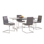 Mylah 5-Piece Dining Set - Grey, Glass