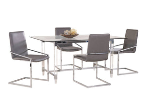 Mylah 5-Piece Dining Set - Grey, Glass