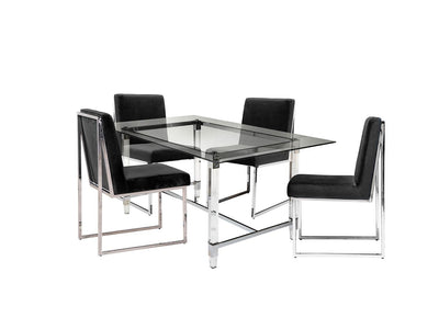 Lyrica 5-Piece Dining Set - Black, Glass