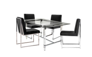 Lyrica 5-Piece Dining Set - Black, Glass