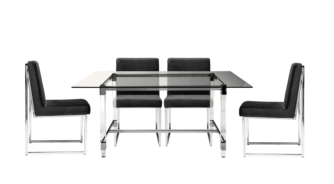 Lyrica 5-Piece Dining Set - Black, Glass