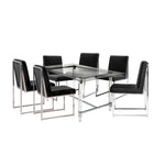 Lyrica 7-Piece Dining Set - Black, Glass