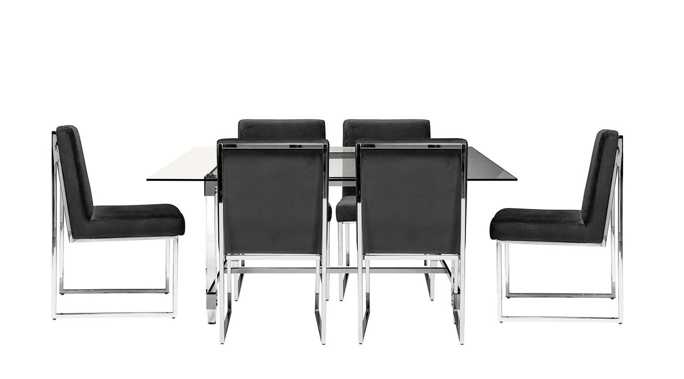 Lyrica 7-Piece Dining Set - Black, Glass