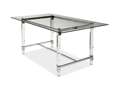 Lyrica Dining Table - Glass, Chrome