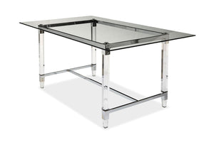 Lyrica Dining Table - Glass, Chrome