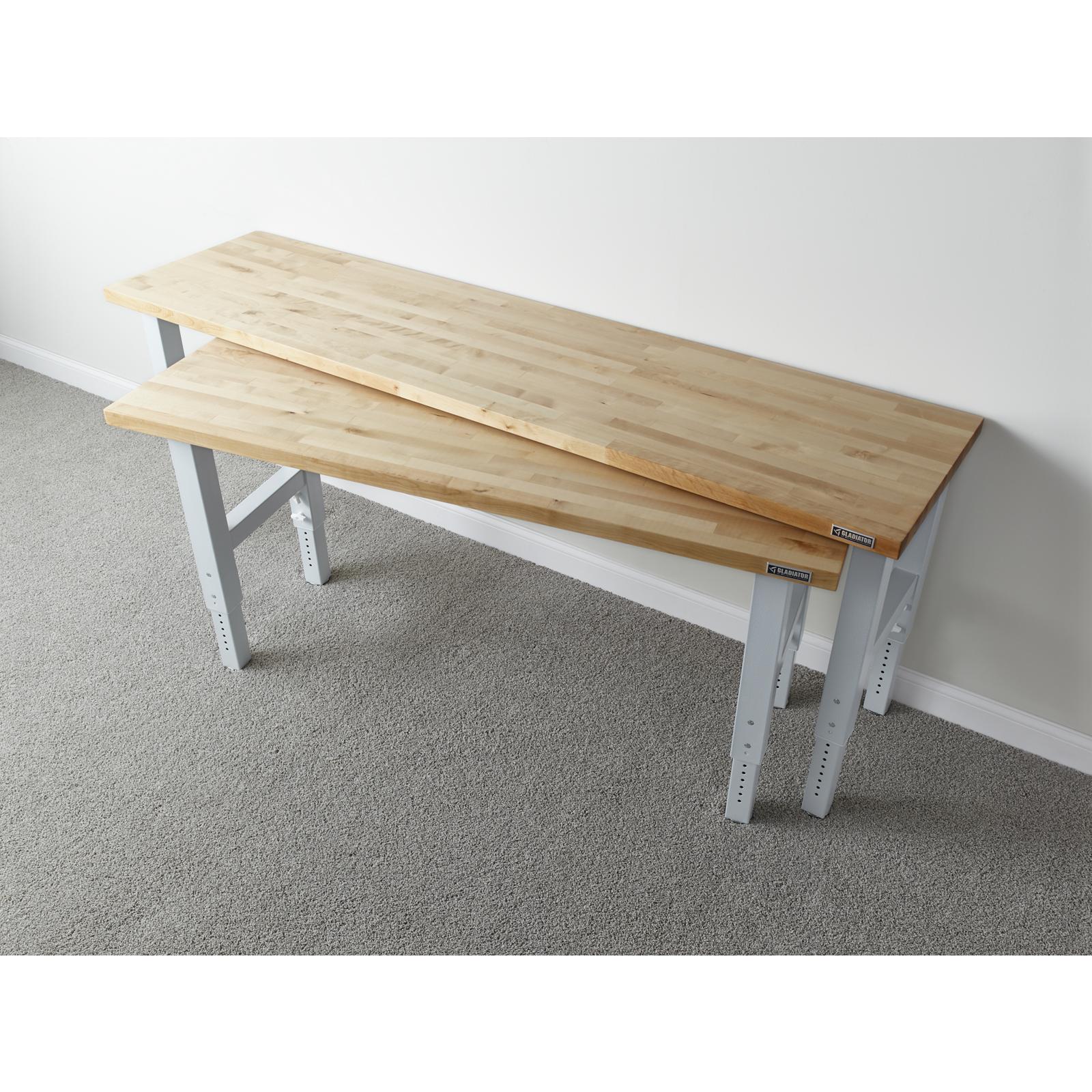 Gladiator Hammered White 6' Adjustable Height Hardwood Workbench - GAWB06HWGW