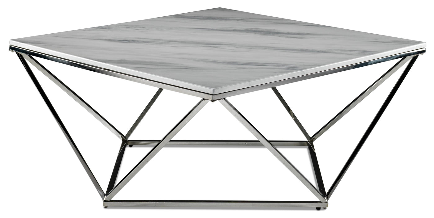 Lynn 39" Coffee Table - Marble and Stainless Steel