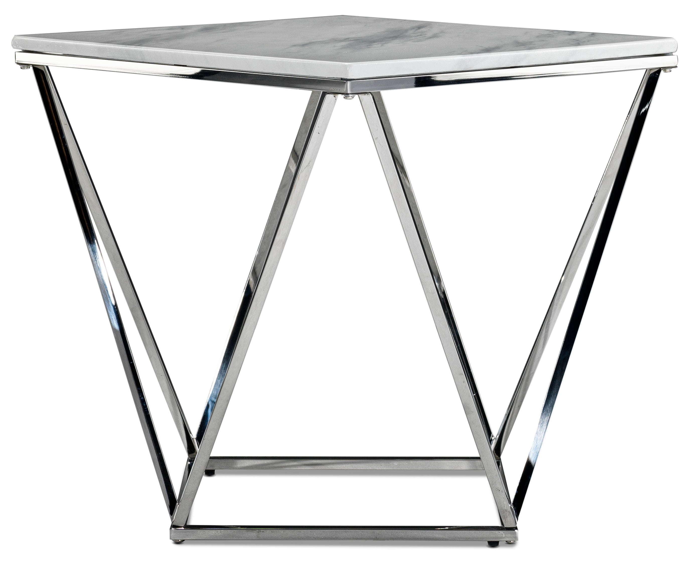 Lynn 24" End Table - Marble and Stainless Steel