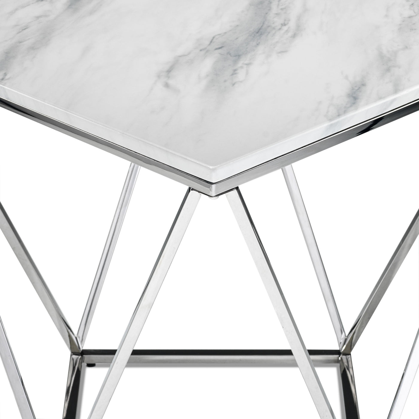 Lynn 39" Coffee Table - Marble and Stainless Steel
